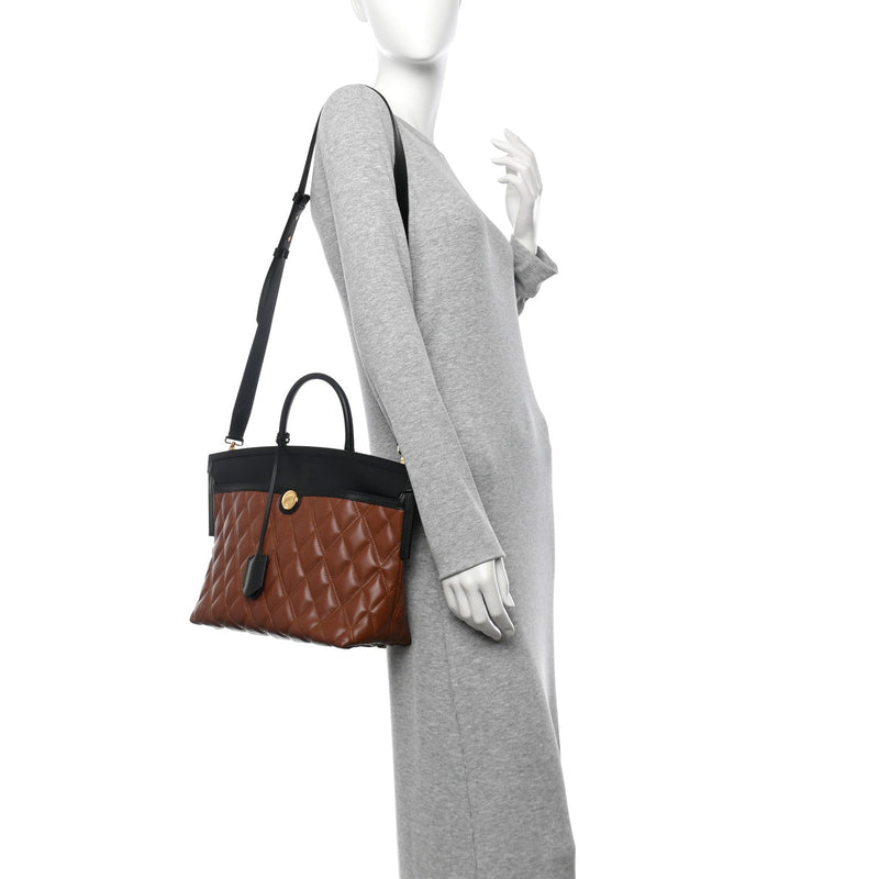 Calfskin Quilted Small Society Tote