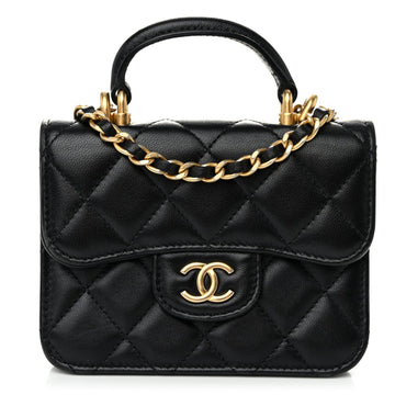 Lambskin Quilted Top Handle Flap Coin