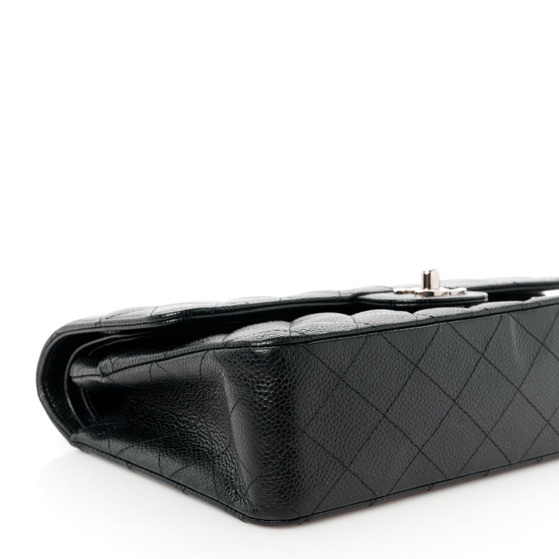Caviar Quilted Medium Double Flap Black