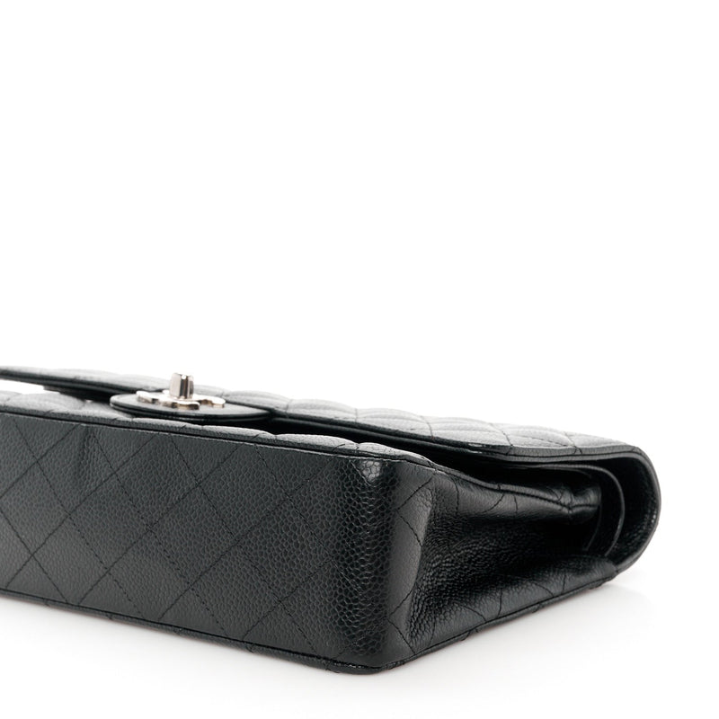 Caviar Quilted Medium Double Flap Black