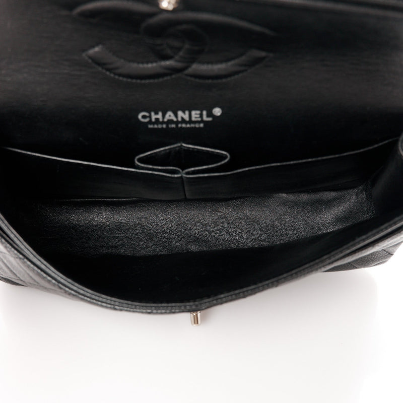 Caviar Quilted Medium Double Flap Black