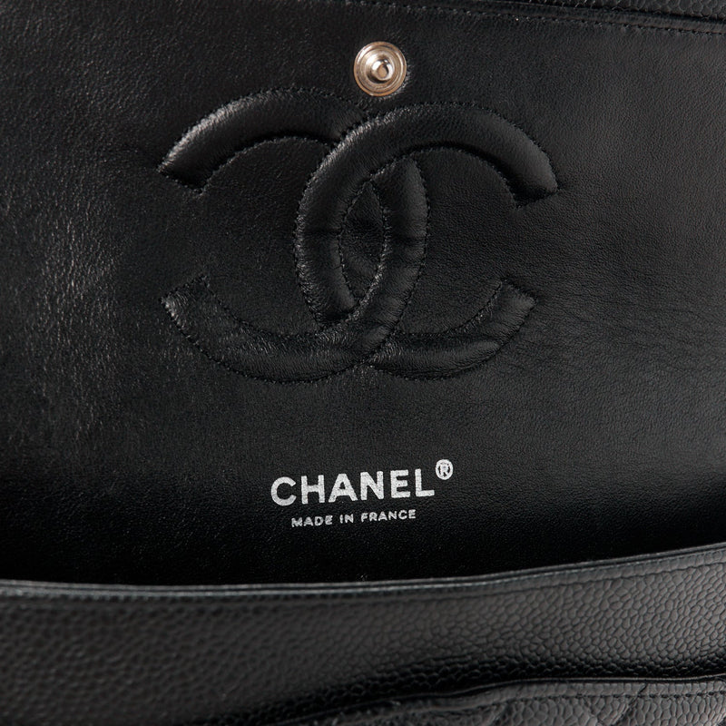 Caviar Quilted Medium Double Flap Black