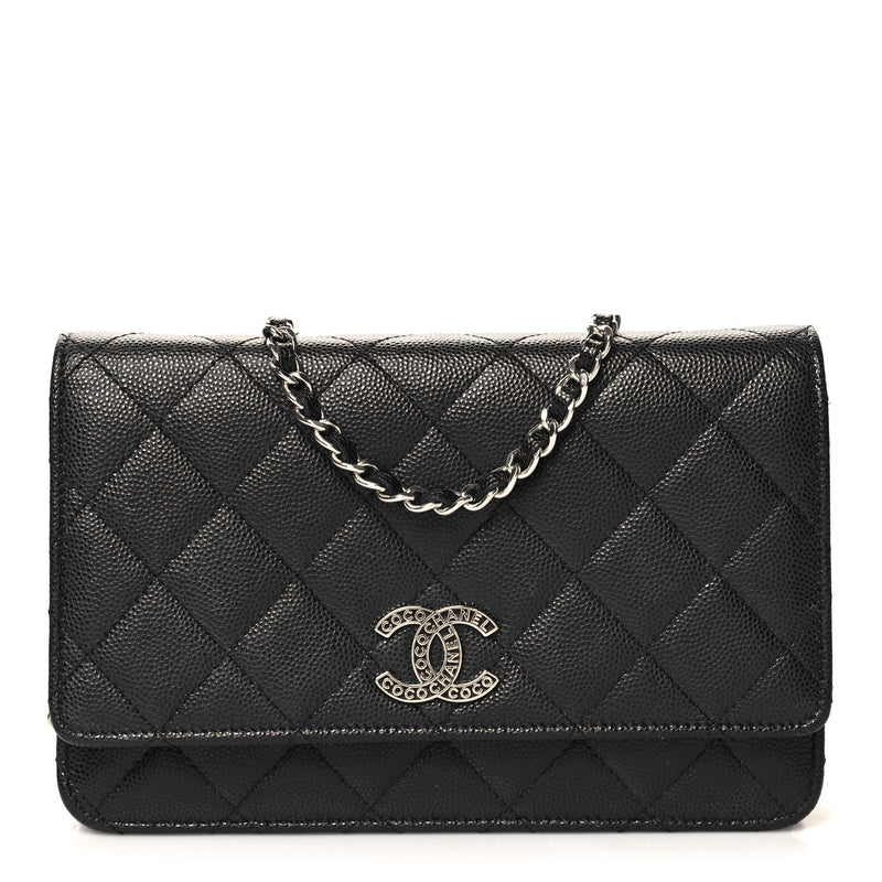 Caviar Quilted Cc Logo Wallet On Chain