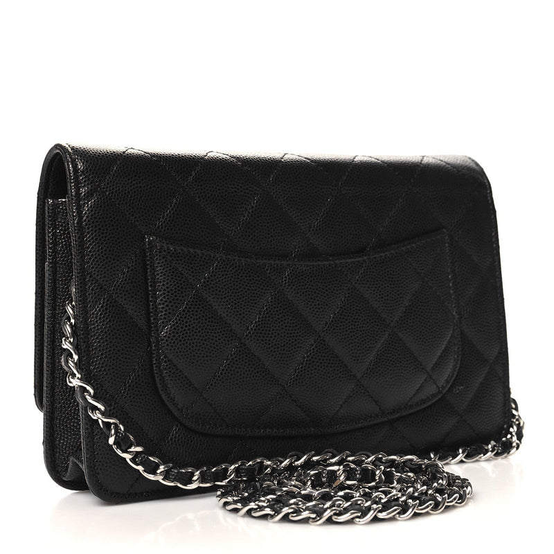 Caviar Quilted Cc Logo Wallet On Chain