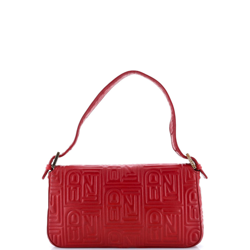 Baguette Bag Logo Embossed Leather Small