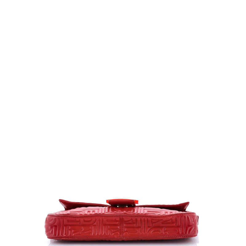 Baguette Bag Logo Embossed Leather Small