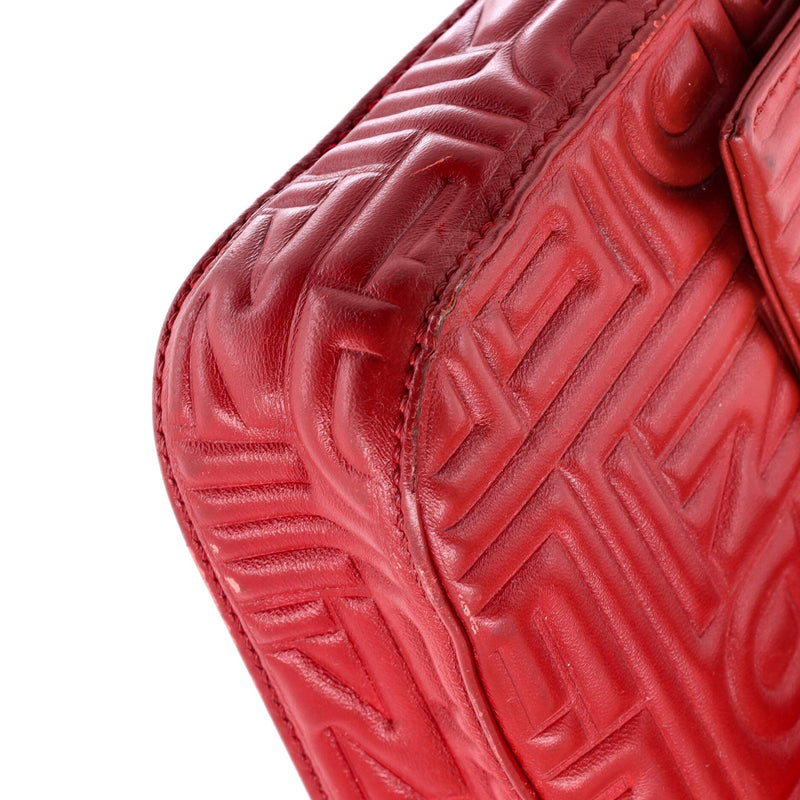 Baguette Bag Logo Embossed Leather Small