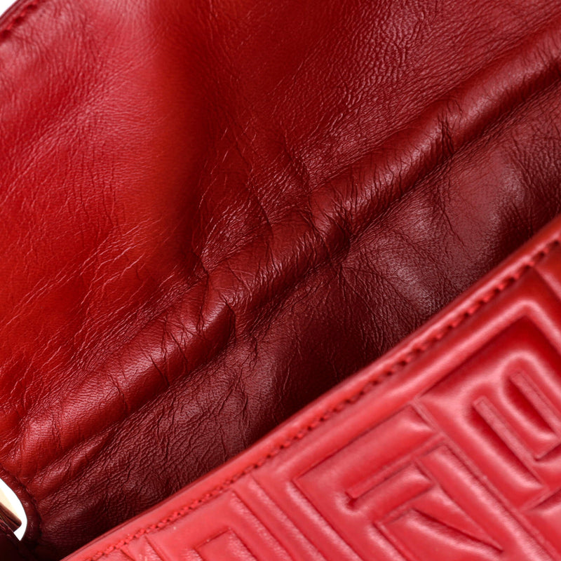 Baguette Bag Logo Embossed Leather Small