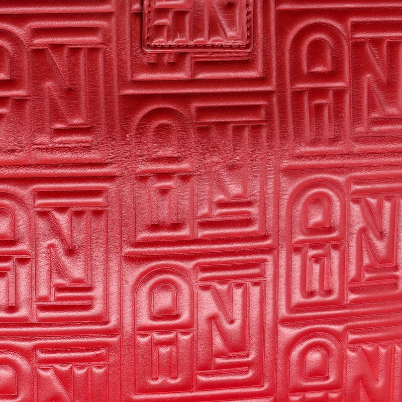 Baguette Bag Logo Embossed Leather Small