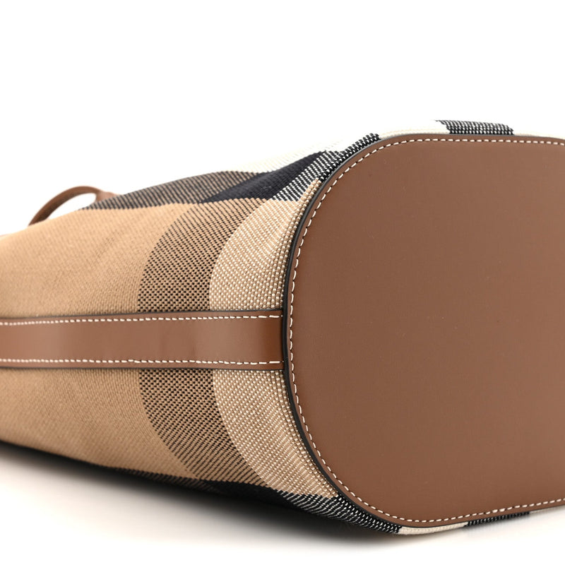 Giant Check Canvas Small Bucket Bag