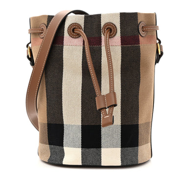 Giant Check Canvas Small Bucket Bag