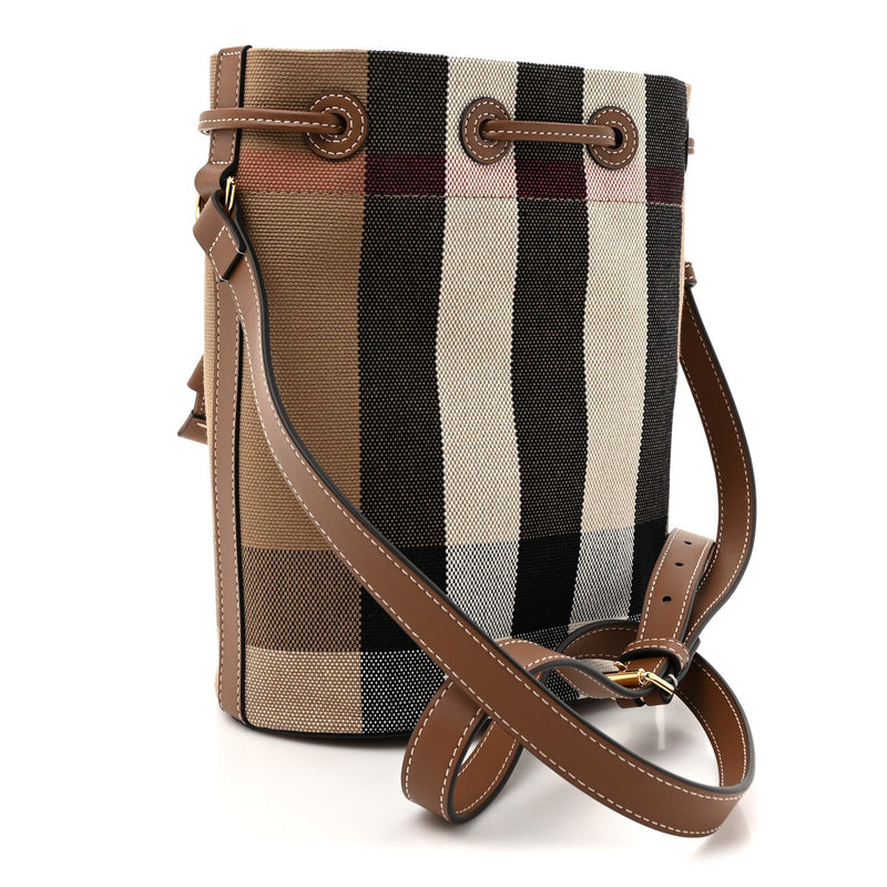 Giant Check Canvas Small Bucket Bag