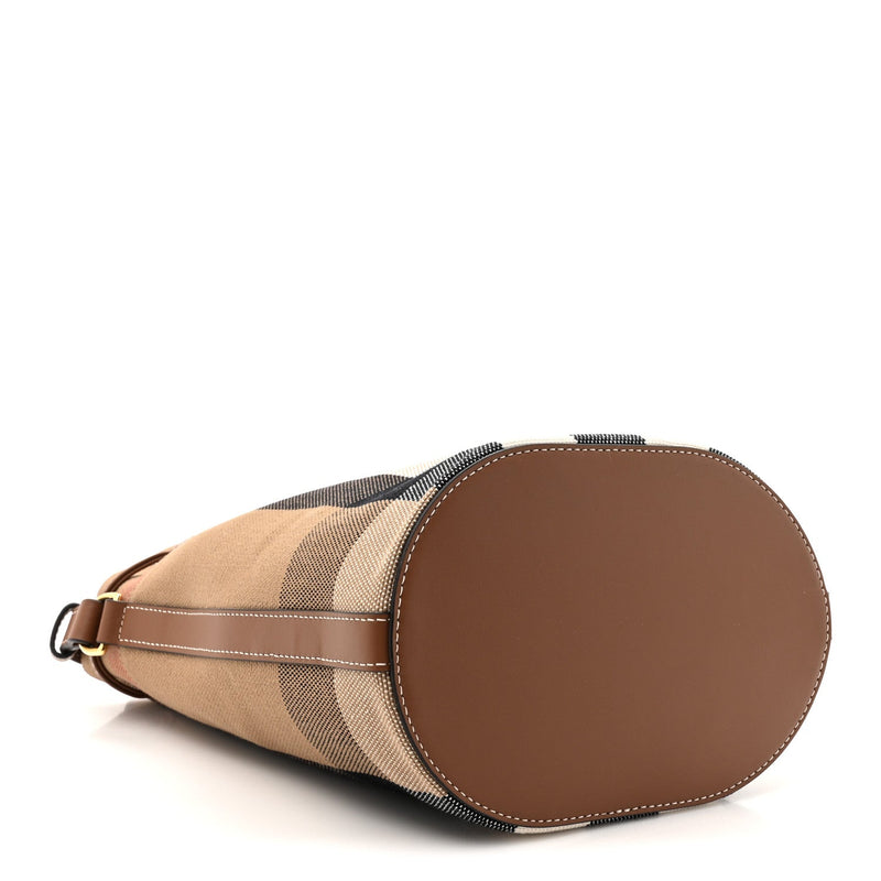 Giant Check Canvas Small Bucket Bag