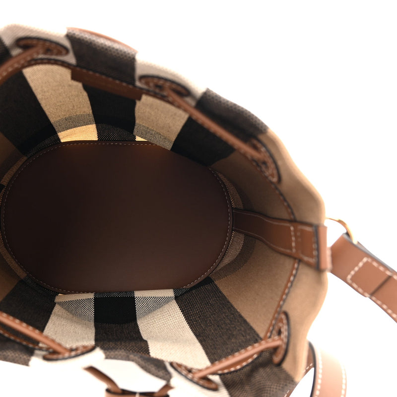 Giant Check Canvas Small Bucket Bag