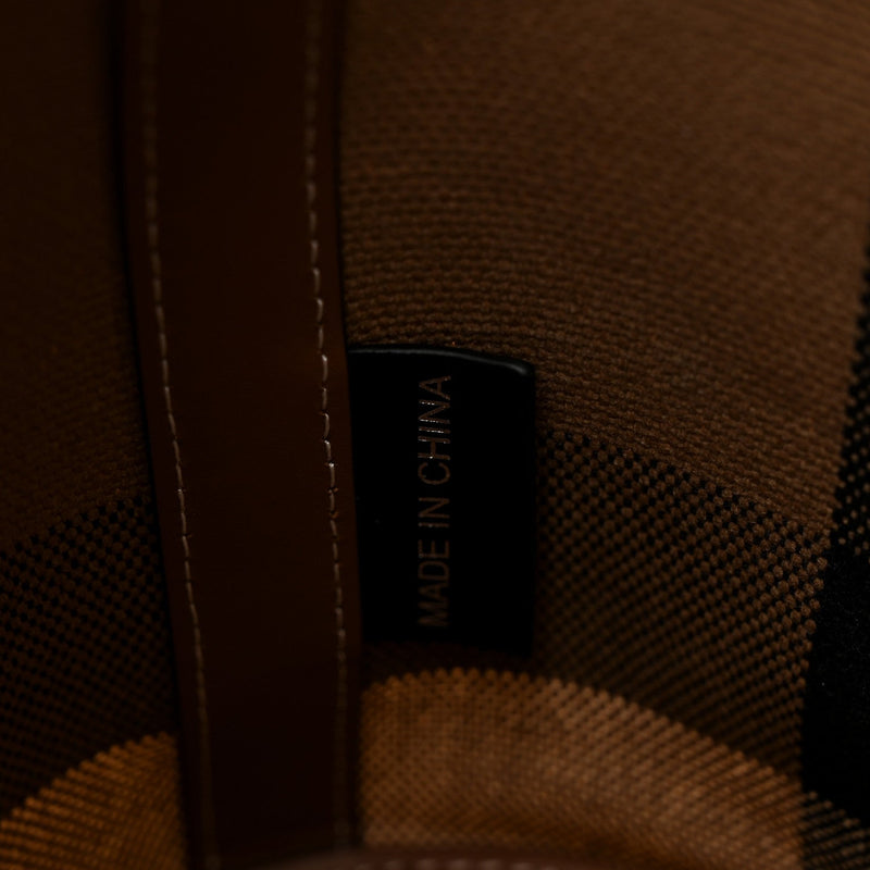 Giant Check Canvas Small Bucket Bag