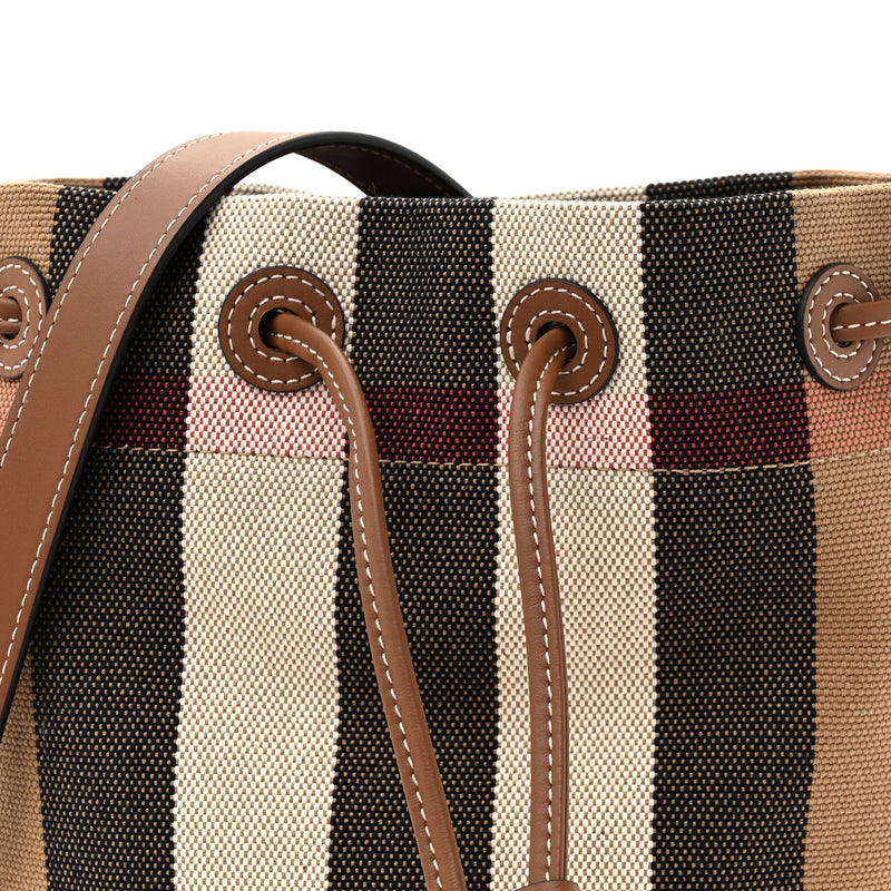 Giant Check Canvas Small Bucket Bag