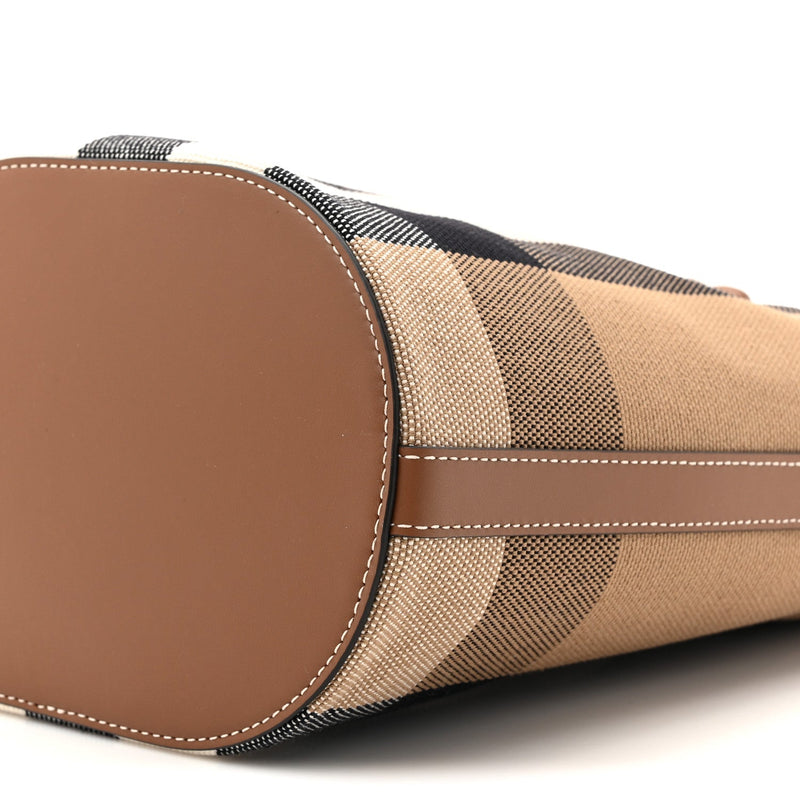 Giant Check Canvas Small Bucket Bag