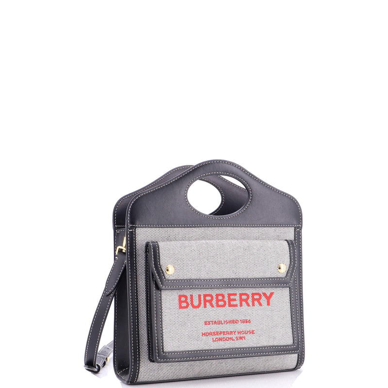 Logo Pocket Tote Canvas With Leather