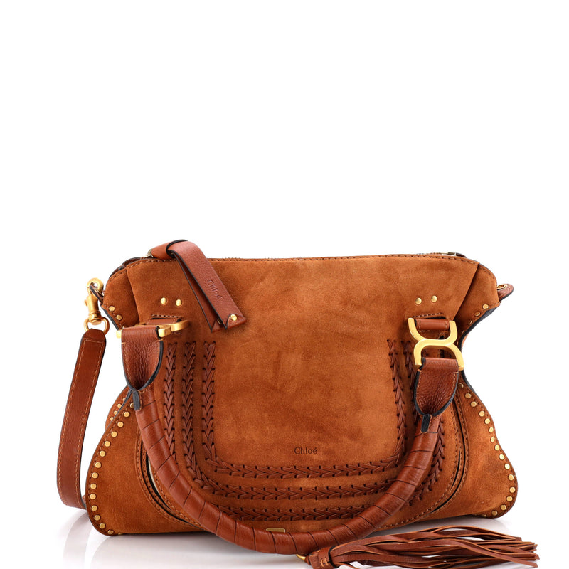 Marcie Satchel Whipstitch Studded Suede