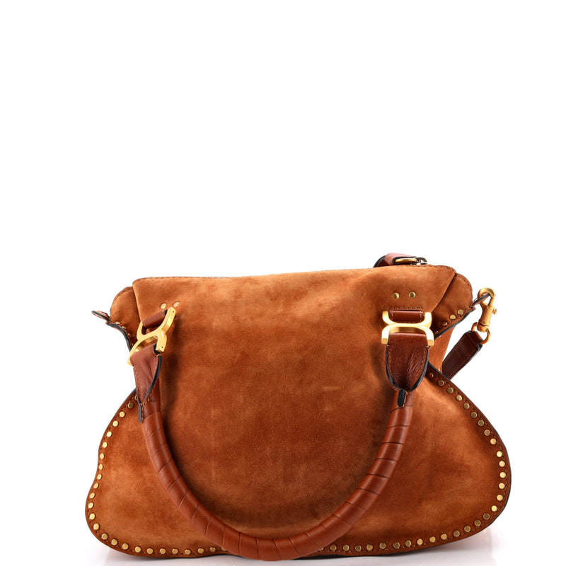 Marcie Satchel Whipstitch Studded Suede