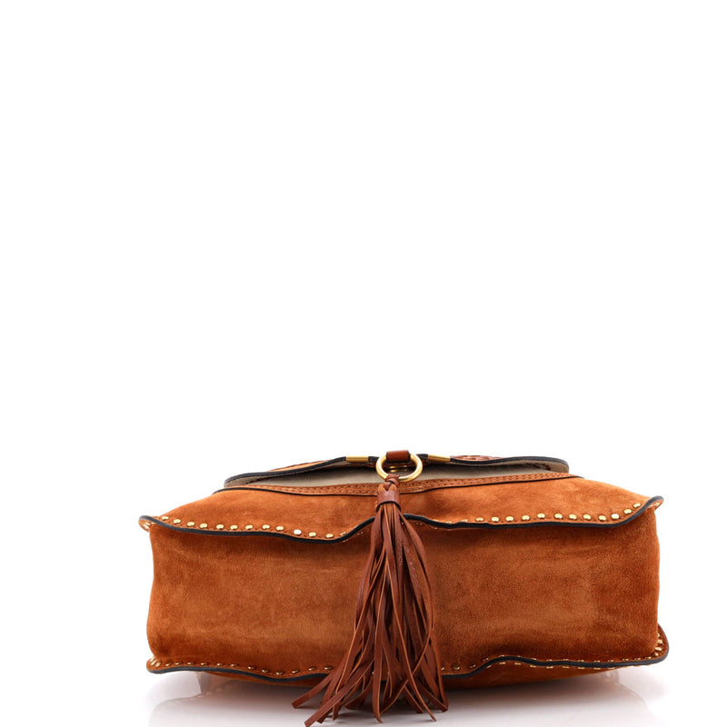 Marcie Satchel Whipstitch Studded Suede
