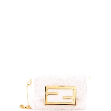 Fendi Chain Baguette Charm Bag Shearling