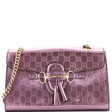 Emily Chain Flap Bag Guccissima Patent