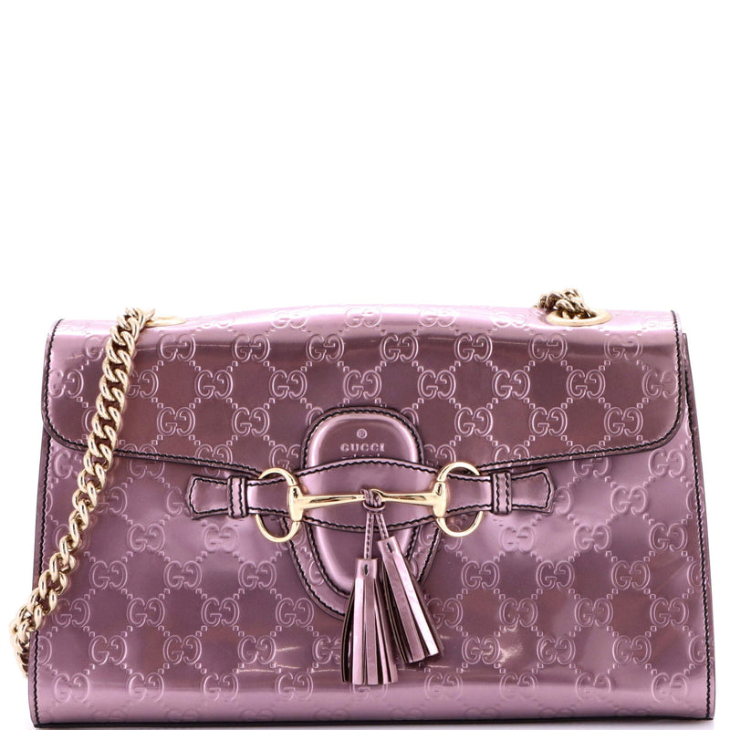 Emily Chain Flap Bag Guccissima Patent