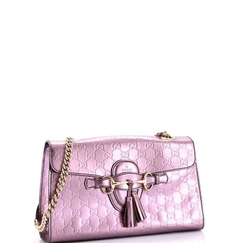 Emily Chain Flap Bag Guccissima Patent