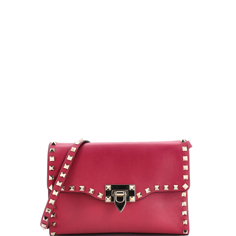 Rockstud Flip Lock Flap Bag Leather