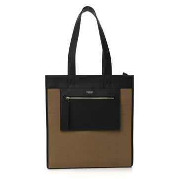 Canvas Calfskin Small Pocket Tote Camel