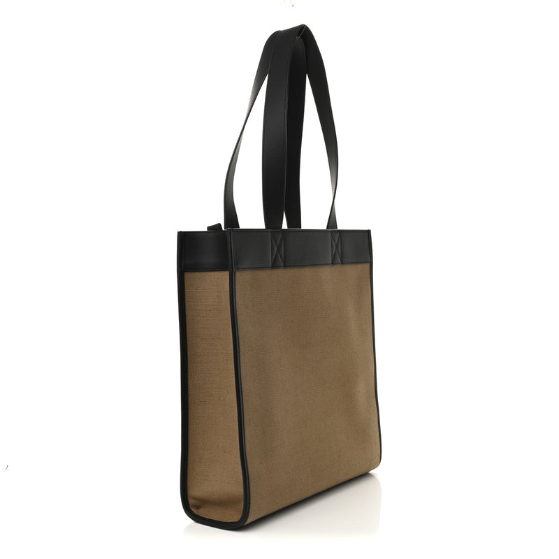 Canvas Calfskin Small Pocket Tote Camel