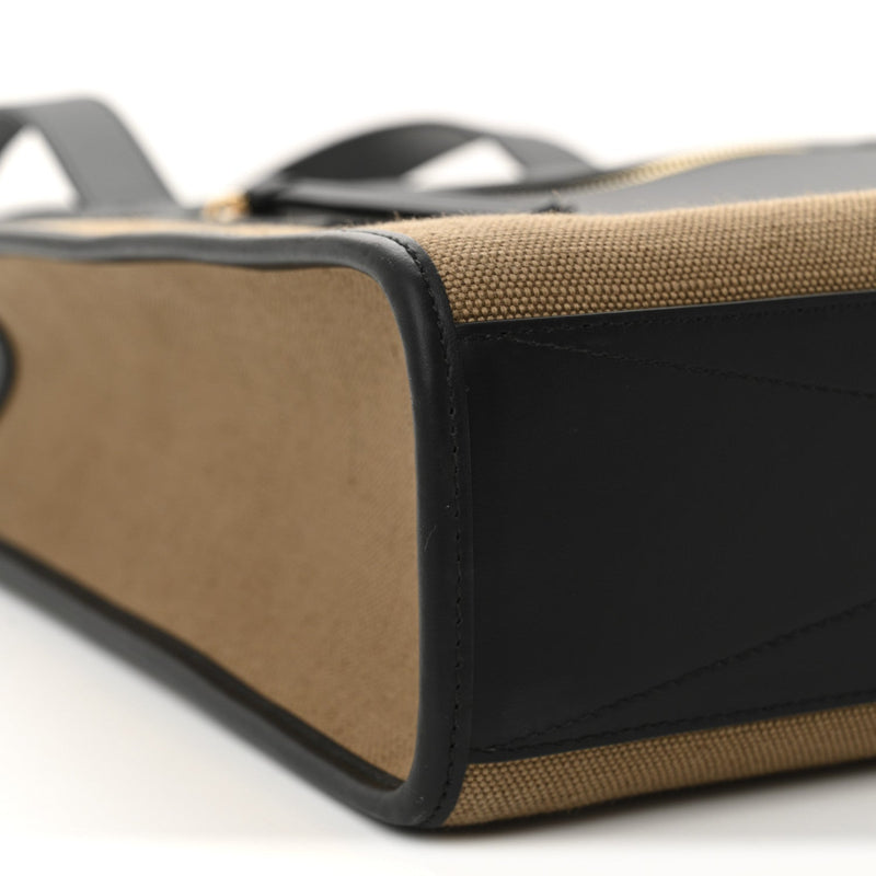 Canvas Calfskin Small Pocket Tote Camel