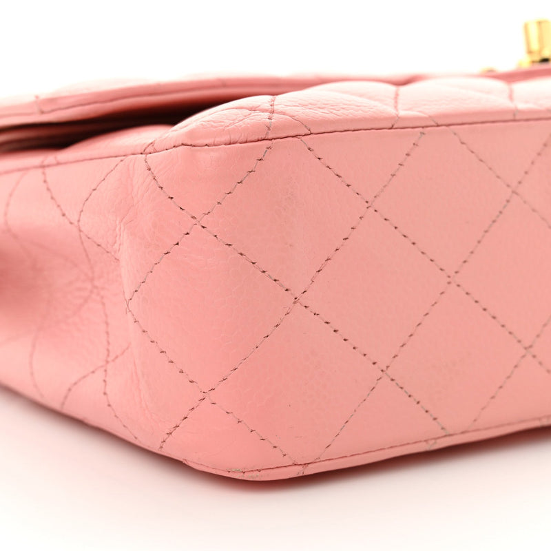 Caviar Quilted Medium Double Flap Pink