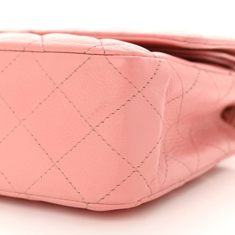 Caviar Quilted Medium Double Flap Pink