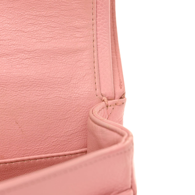 Caviar Quilted Medium Double Flap Pink