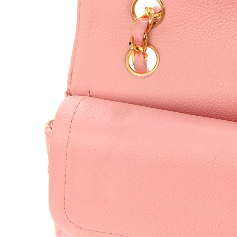 Caviar Quilted Medium Double Flap Pink