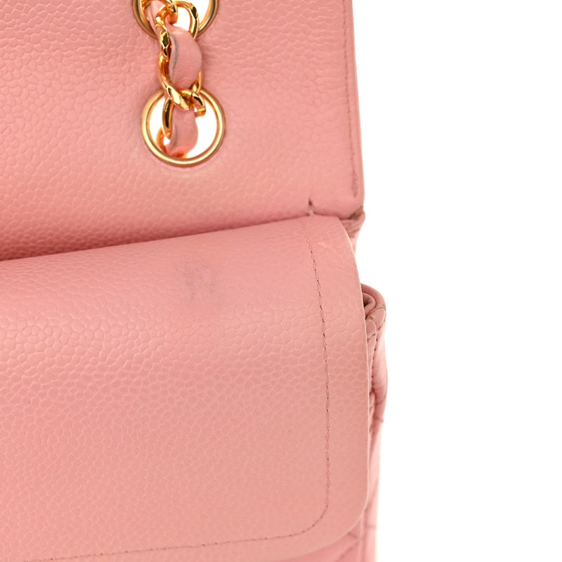 Caviar Quilted Medium Double Flap Pink