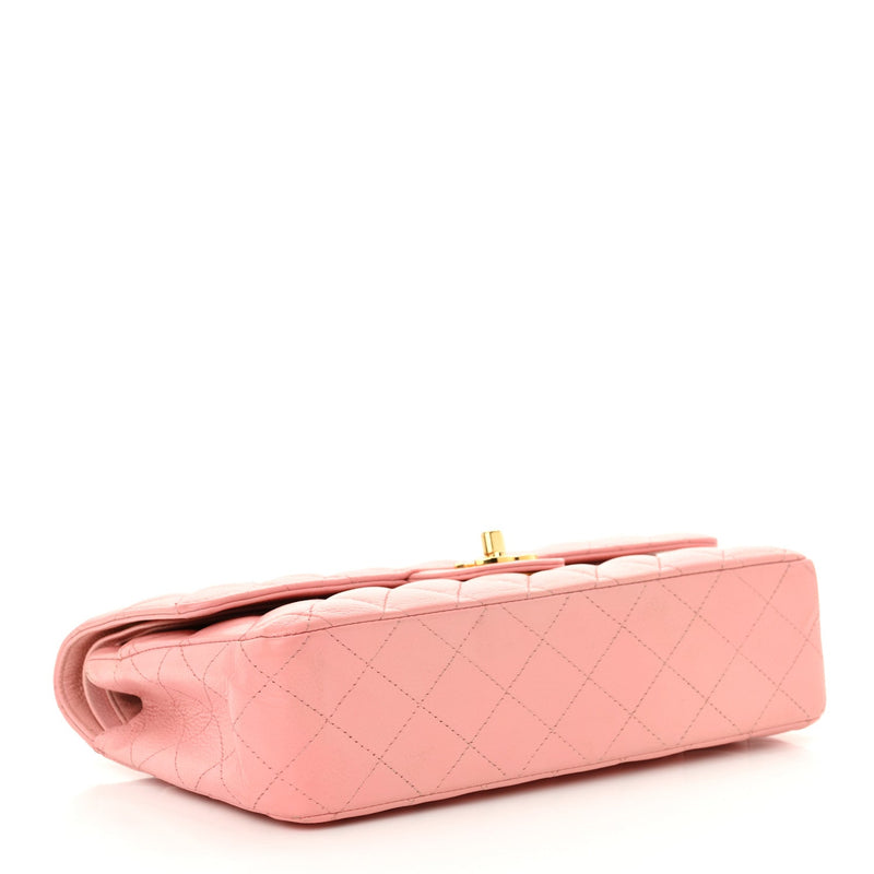 Caviar Quilted Medium Double Flap Pink