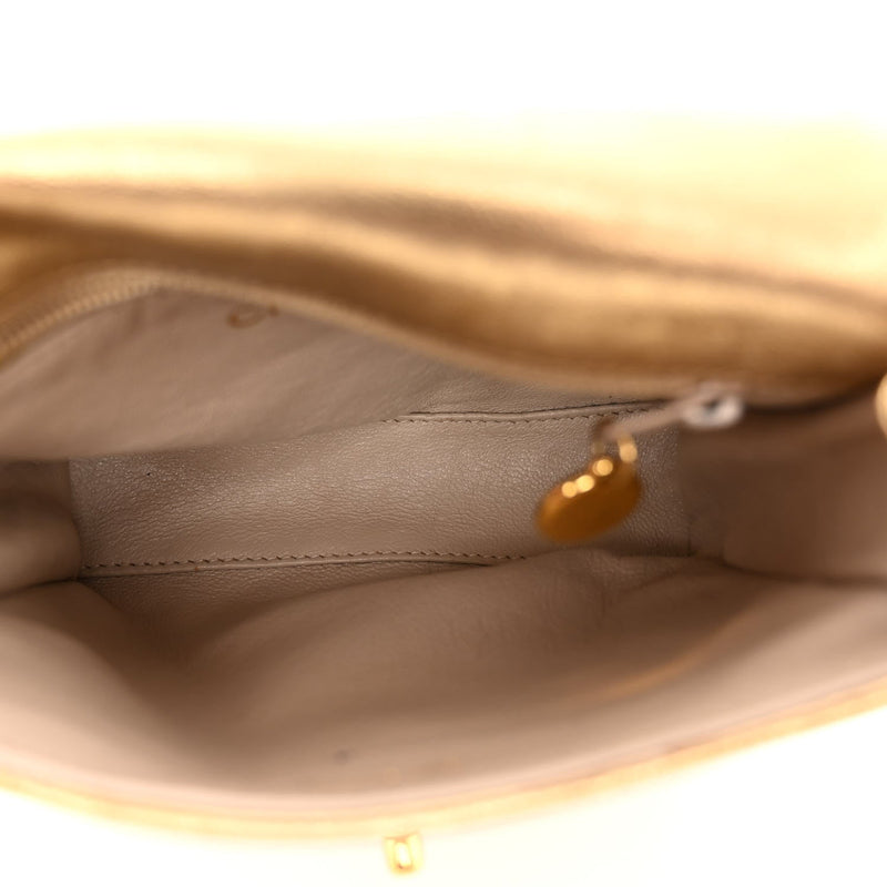 Metallic Lambskin Chevron Quilted Micro