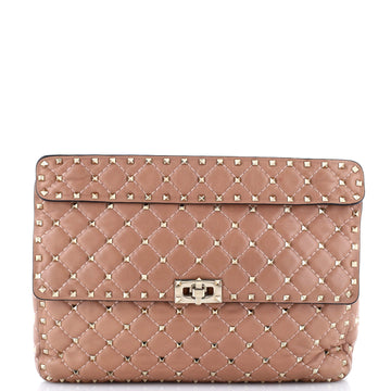 Rockstud Spike Flap Bag Quilted Leather