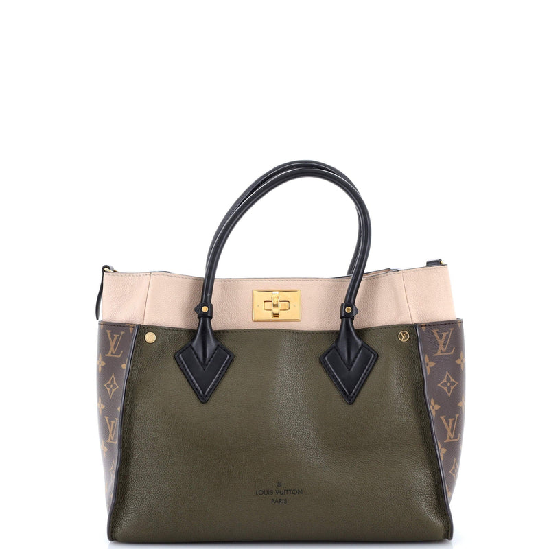 On My Side Tote Leather With Canvas Pm