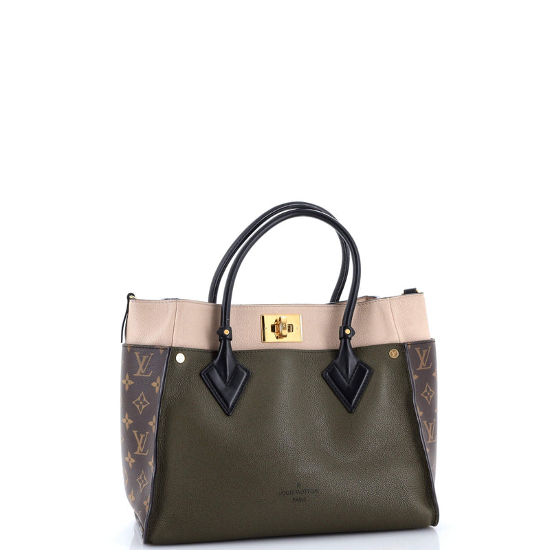 On My Side Tote Leather With Canvas Pm