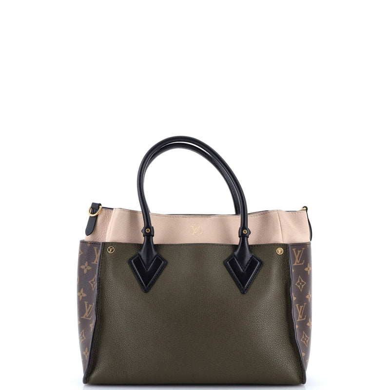 On My Side Tote Leather With Canvas Pm