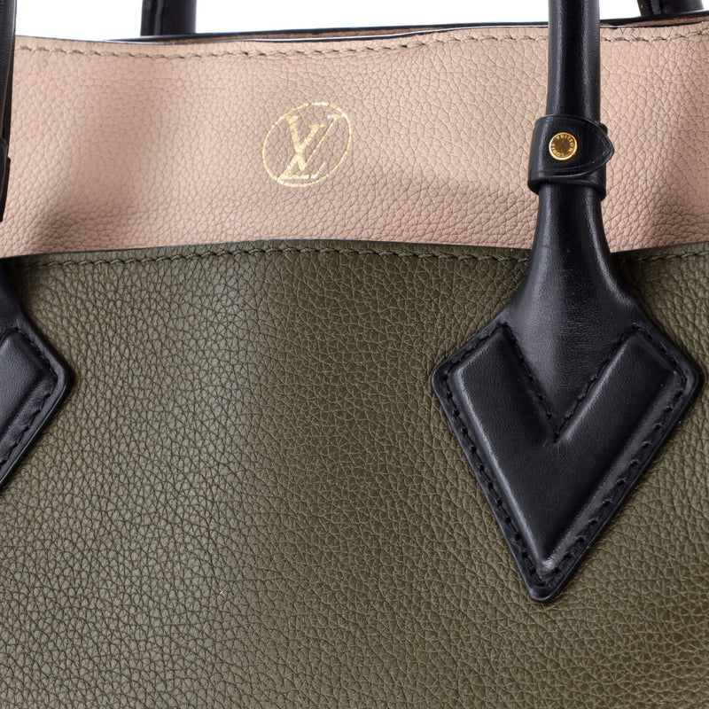 On My Side Tote Leather With Canvas Pm