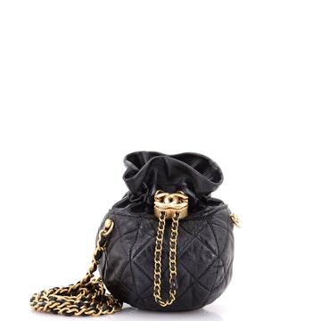 Drawstring Cc Round Bucket Clutch With