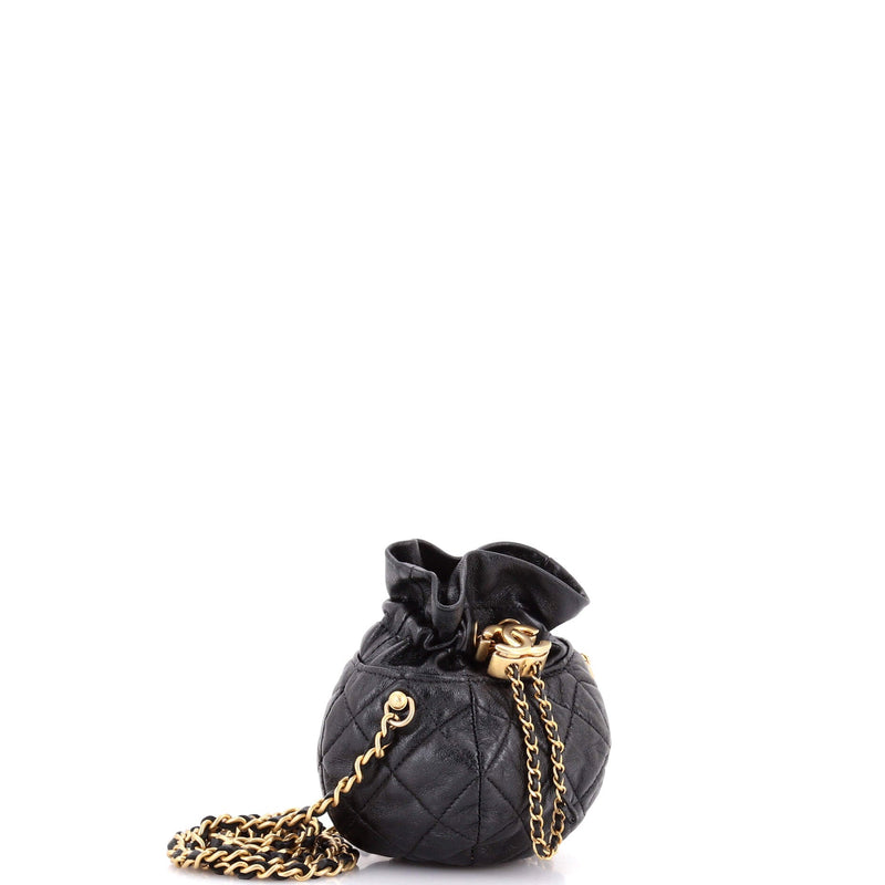 Drawstring Cc Round Bucket Clutch With