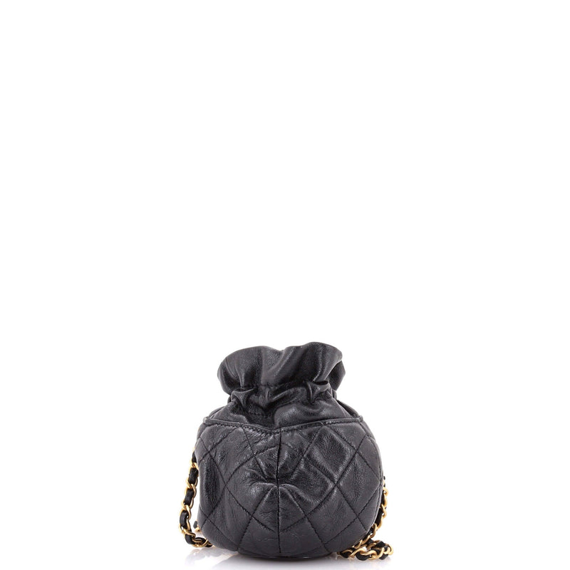Drawstring Cc Round Bucket Clutch With