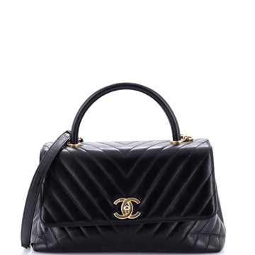 Coco Top Handle Bag Chevron Calfskin