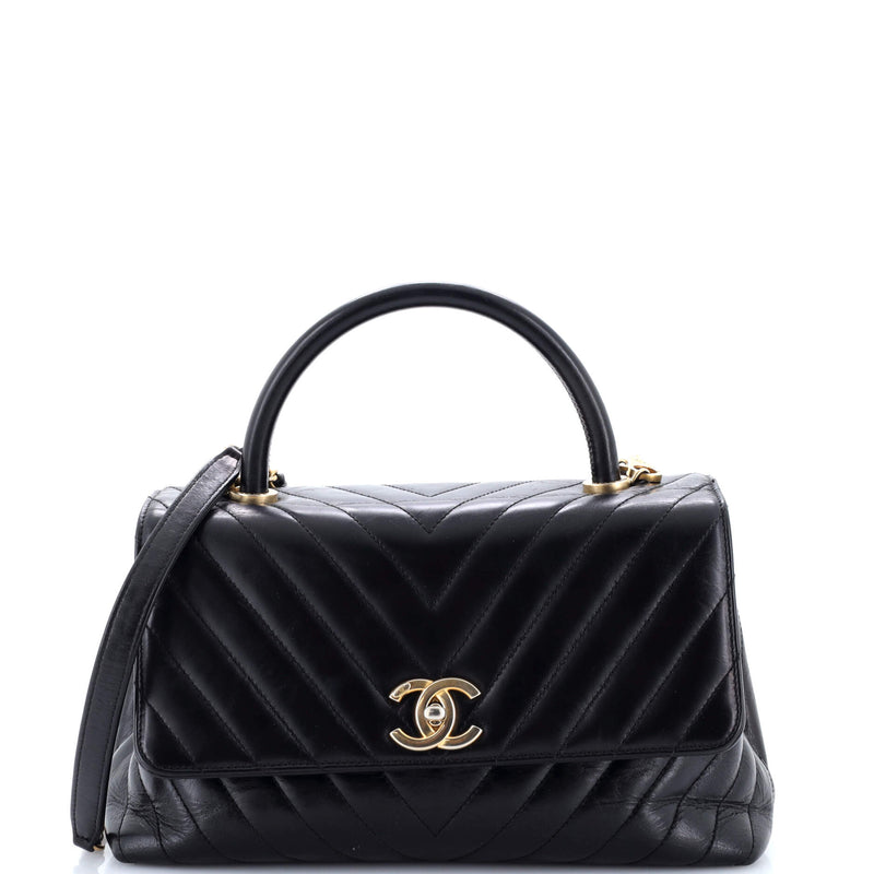 Coco Top Handle Bag Chevron Calfskin